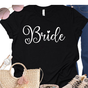   Bride Script Heart Black Bachelorette  T-Shirt