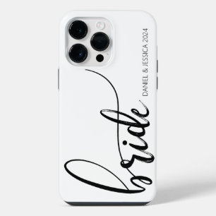 Bride Script Minimalist Black White iPhone Case 