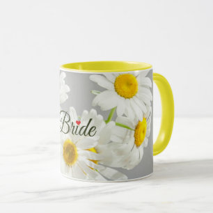 "Bride" Script on White and Yellow Daisies Mug