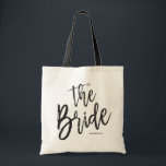 Bride | Script Style Custom Wedding Tote Bag<br><div class="desc">Make the Bride feel extra appreciated with this special custom name canvas style tote bag.

It features the word "Bride" in an elegant script style text. Underneath this is a spot for her name or initials.</div>