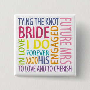 Bride Sentiments Wedding 15 Cm Square Badge