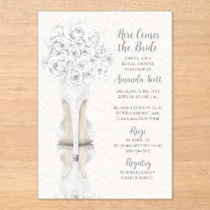 Bride Shoe and Bouquet Bridal Shower Invitation