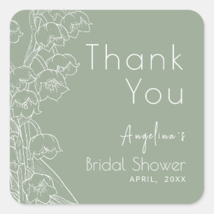 Bride Shower Lilies of the Valley Thank You Square Sticker