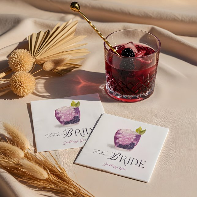 Bride Signature Cocktail Watercolor Wedding Drink Napkin (Bride Signature Cocktail Watercolor Wedding Drink Napkins)