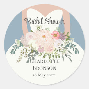 Bride Silhouette Floral Bridal Shower Classic Round Sticker