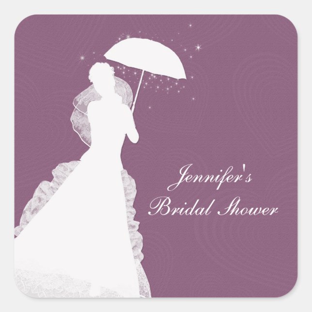 Bride Silhouette, Purple Hearts, Sticker (Front)
