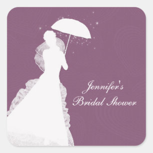 Bride Silhouette, Purple Hearts, Sticker