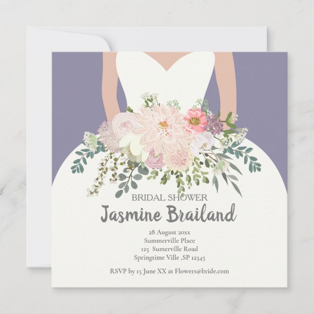 Bride silhouette with floral bouqet bridal shower (Front)