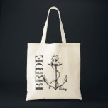 Bride Sketch Anchor with Monogram | Tote Bag<br><div class="desc">Bride sketch anchor tote bag that you can customise with your name. Totes available for the Bride's Mates.</div>