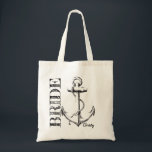 Bride Sketch Anchor with Monogram | Tote Bag<br><div class="desc">Bride sketch anchor tote bag that you can customise with your name. Totes available for the Bride's Mates.</div>