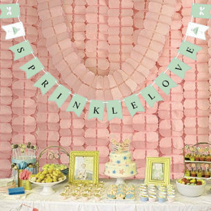 BRIDE Sprinkle Love Sage Green Bridal Shower Party Bunting
