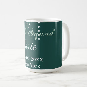 Bride squad add name monogram bridesmaid blue coffee mug