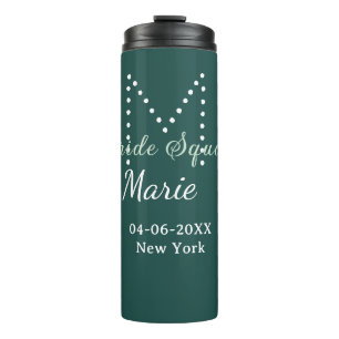 Bride squad add name monogram bridesmaid blue thermal tumbler
