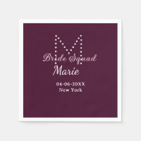 Bride squad add name monogram bridesmaid mauve 
