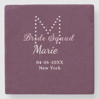 Bride squad add name monogram bridesmaid mauve