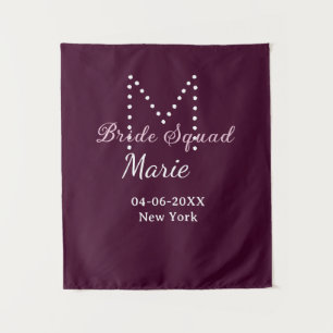 Bride squad add name monogram bridesmaid mauve  tapestry