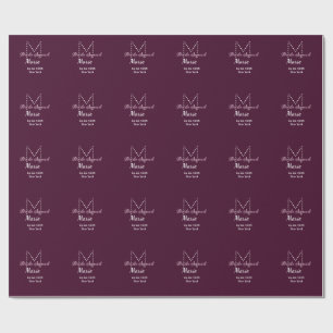Bride squad add name monogram bridesmaid mauve  wrapping paper