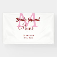 Bride squad add name monogram bridesmaid pink date