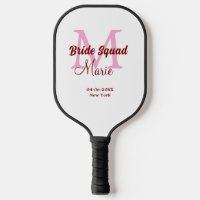 Bride squad add name monogram bridesmaid pink date