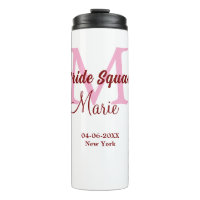 Bride squad add name monogram bridesmaid pink date