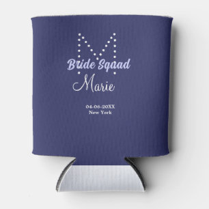 Bride squad add name monogram bridesmaid purple wh can cooler