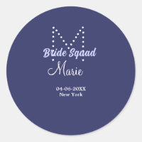 Bride squad add name monogram bridesmaid purple wh