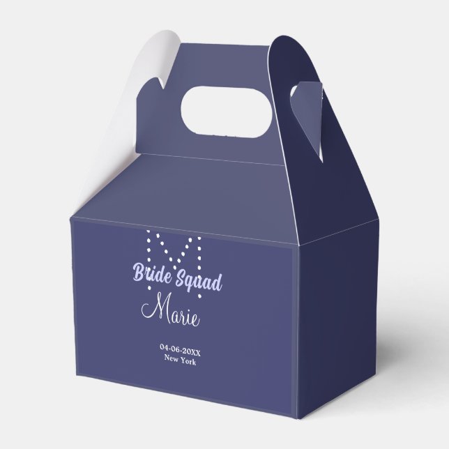 Bride squad add name monogram bridesmaid purple wh favour box (Front Side)