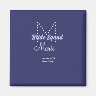 Bride squad add name monogram bridesmaid purple wh magnet