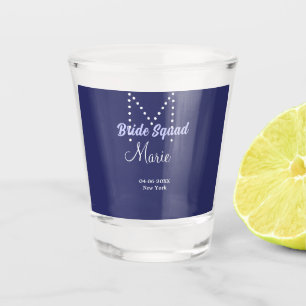 Bride squad add name monogram bridesmaid purple wh shot glass