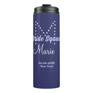Bride squad add name monogram bridesmaid purple wh thermal tumbler