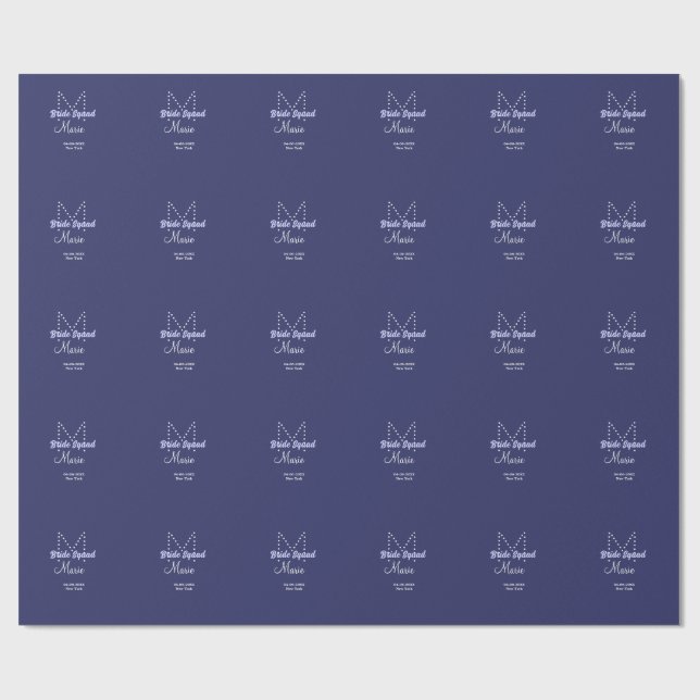 Bride squad add name monogram bridesmaid purple wh wrapping paper (Flat)