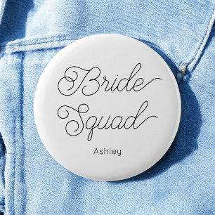 Bride Squad Black White Wedding Button