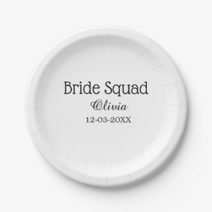 Bride squad bridesmaid add name bachelorette party paper plate