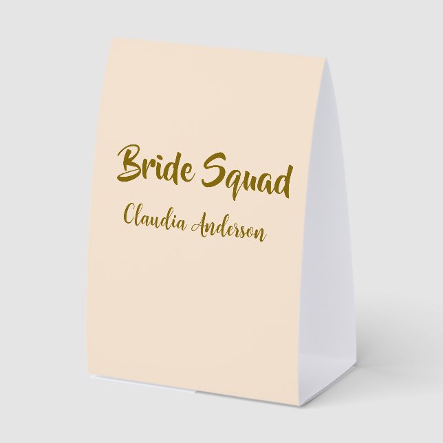 Bride squad bridesmaid name golden orange wedding  (Front)