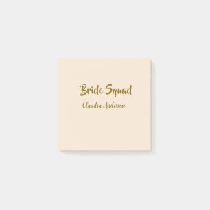 Bride squad bridesmaid name golden orange wedding  post-it notes