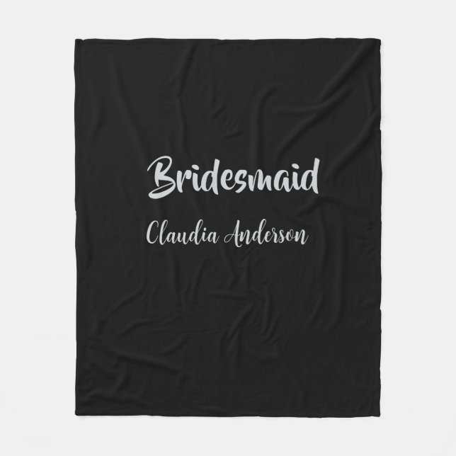 Bride squad bridesmaid name silver black wedding  fleece blanket (Front)