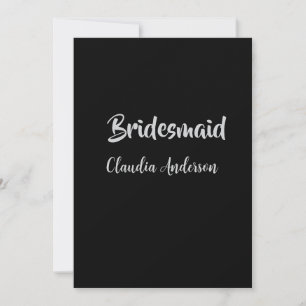 Bride squad bridesmaid name silver black wedding  invitation