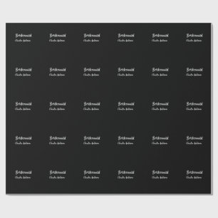 Bride squad bridesmaid name silver black wedding wrapping paper