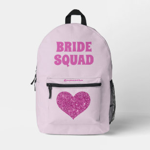 Bride Squad Bridesmaid Pink Printed Backpack
