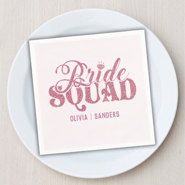 Bride Squad Bright Pink Napkin (Creator Uploaded)