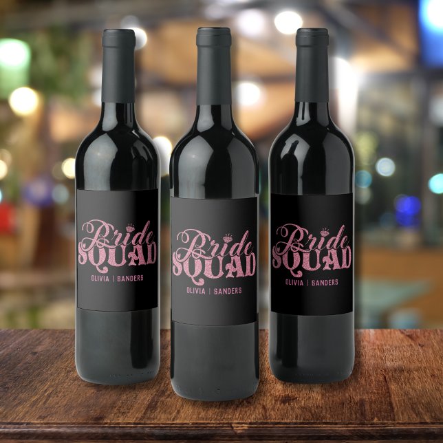 Bride Squad Bright Pink Wine Label (Creator Uploaded)