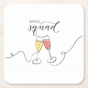 Bride Squad Champagne Toast Paper Coasters
