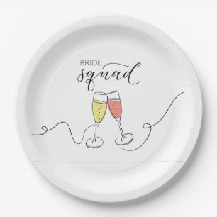 Bride Squad Champagne Toast Paper Plates