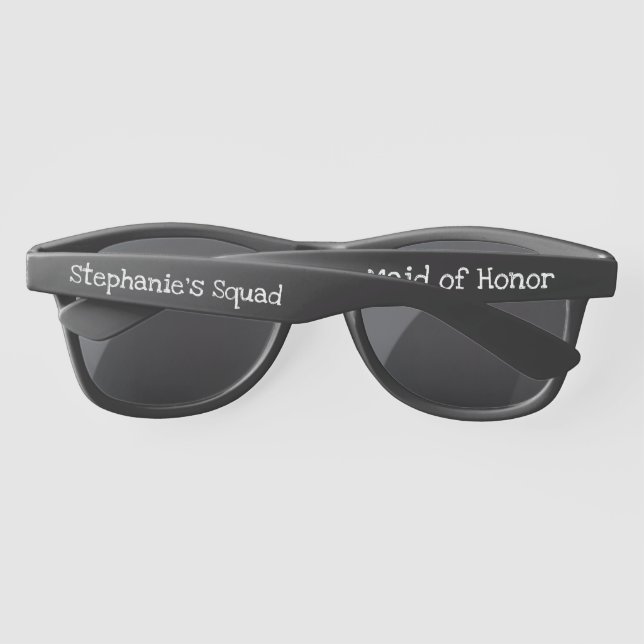 Bride Squad Custom Fun White Font Maid of Honour Sunglasses (Back)
