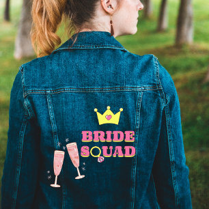 bride squad cute bridesmaid women's denim jacket