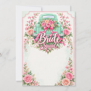 Bride Squad Floral Truck Blank Invitation