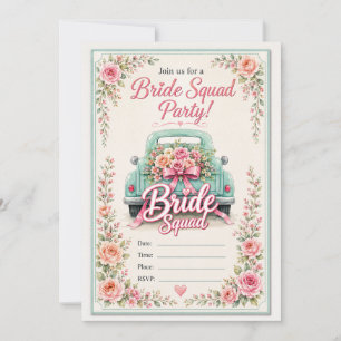 Bride Squad Floral Truck Bridal Shower Invitation