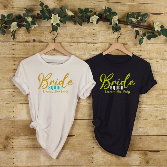 Bride Squad-Gold Bright Bridal Bachelorette Party T-Shirt (Creator Uploaded)