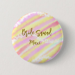 Bride squad golden pastel pink colorful glitter br 6 cm round badge