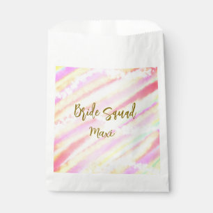 Bride squad golden pastel pink colorful glitter br favour bag